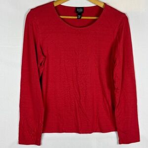 NWOT Eileen Fisher Viscose Spandex Long Sleeve T shirt Top Sz PM Red Stretch Lux